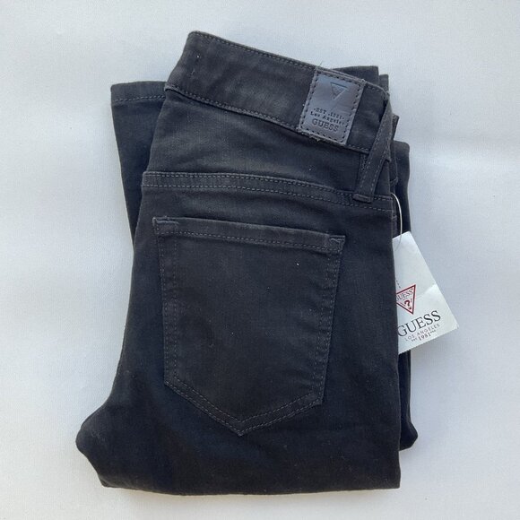 Guess Women’s Mid Rise Boot Cut Jeans In Black Denim Size 23 - Picture 1 of 12